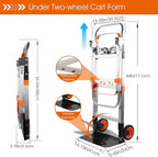 3 in 1 Folding Hand Truck Dolly Cart with Wheels, 660lbs Capacity Foldable Utility Cart Aluminum Trolley Cart Convertible Dolly for Moving Furniture Shopping for Garden Home Office Warehouse