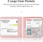 CoBak Car Registration and Insurance Holder - Small and Lightweight Vehicle Glove Box Car Organizer, Auto Truck Comparment Accessories Case for Essential Document, Driver License (Light Pink)