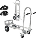 3 in 1 Convertible Hand Truck Dolly Cart with Wheels Heavy Duty/with 4 Wheels &Brakes /1000Lbs Load for Furniture/Electrical Appliance/Carton/Warehouse/Office /10 Minutes to Install as Video