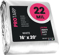 PROTARP Extreme Heavy Duty 22 Mil Tarp Cover, Waterproof, UV Resistant, Rip and Tear Proof, Poly Tarpaulin with Reinforced Edges for Roof, Camping, Patio, Pool, Boat. (White 16′ X 20′)