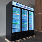 71” Wide Commercial Beverage Refrigerator Display Fridge, Three Glass Door Merchandiser Drink Cooler With LED Light Adjustable Shelves,ETL Sanitation,63.5 Cu Ft,BLACK,Wheels Not Included