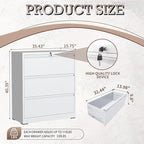 3 Drawer Lateral File Cabinet with Lock, Metal File Cabinet, Lateral File Cabinets for Home Office, Heavy Duty File Storage Cabinet for Legal/Letter/A4 Document, Assembly Required, White