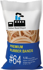 3-1/2" x 1/4'' - Size #64 - Rubber Band Depot - Everyday Rubber Bands, Business Bands - Approximately 80 Per Bag - 1/4 Pound Bag