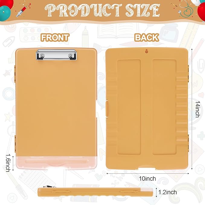 Crtiin 6 Pcs Plastic Clipboard with Storage Colored A4 Nursing Holder Heavy Duty Waterproof Storage Clipboard Folder for Office School Nurses Teacher Essentials (Molandi Color)