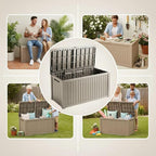 210 Gallon Outdoor Storage Bench Waterproof - Resin Deck Storage Chest for Patio & Pool, Lockable Outdoor Storage Box for Cushions & Tools, UV-Resistant, Granite Grey
