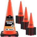 Xpose Safety 28 Inch Orange Traffic Cones, 24-Pack - Multipurpose PVC Plastic Safety Cone for Parking, Soccer, Caution, Kids and Construction - DOT Approved
