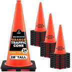 Xpose Safety 28 Inch Orange Traffic Cones, 24-Pack - Multipurpose PVC Plastic Safety Cone for Parking, Soccer, Caution, Kids and Construction - DOT Approved