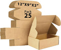 12x9x2 inches Shipping Boxes Set of 25, Small Corrugated Cardboard Box, Literature Mailer, Gift Boxes (Brown, 12x9x2)