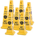 BESEA Caution Wet Floor Signs 8 Pack Heavy Duty Caution Cones to Avoid Slipping When Wet Sign, Yellow 4 Sides Bilingual Printing Avoid Fall Slip Accident for Indoors and Outdoors
