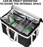 Food Delivery Insulated Bag, Insulated Cold Meal Bag, Built-in Base Plate, For Hot and Cold Food Takeout, Commercial Catering Transportation - 23 * 14 * 15 inches (Partitioned, Black)
