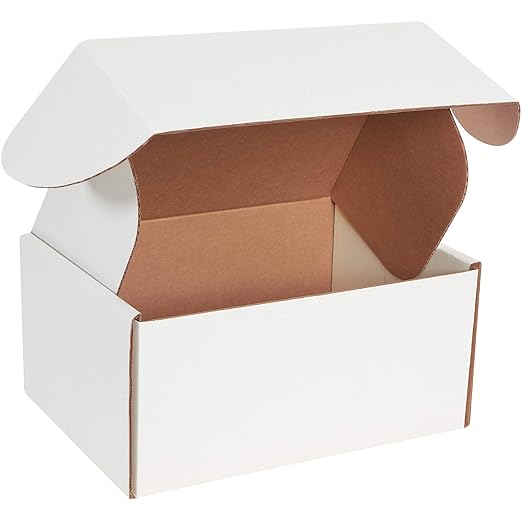 Box USA 12" Deluxe Shipping Boxes 12 1/8"L x 9 1/4"W x 6"H, 50-Pack - White Box Mailers for Packaging, Storage, Gifts or Bulk Business Orders