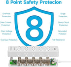 Flat Plug Power Strip Surge Protector with 20 AC Outlets 6 USB Chagring Ports, 1875W/15A, 2700J, Heavy Duty Extension Cord 6 Ft for Home, Office, Dorm, Gaming,ETL Listed (White, 6FT)