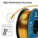 Geeetech Silk PLA Filament 1.75mm for 3D Printer, Metal-Like Shiny Consumables 1kg (2.2lbs) 1 Spool, Dimensional Accuracy +/- 0.02 mm, Metallic Gold Silk Filament