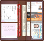 Car Insurance and Registration Holder, 9.5 x 5 Inch PU Leather Vehicle Glove Box Organizer Wallet Case for Insurance Card, Driver License, Paperwork - Brown