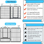 10 Panels Dog Fence Outdoor for Yard, 56 in(H) X22.1 Ft(L) Gate 17.7 Inches Wide with Low Sills, Tall Garden Fence with Gate,Heavy Duty Temporary Fencing for Dogs