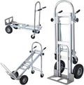 LEADALLWAY 3-in-1 Aluminum Convertible Hand Truck, Heavy Duty Folding Dolly Cart Pneumatic & Solid Wheels for Moving, Warehouse, Delivery, Home Use,770lbs Capacity