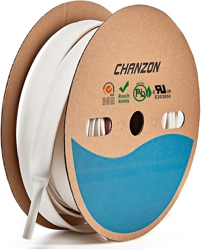 Chanzon 3:1 Ratio - 80ft Roll - Heat Shrink Tubing 1" (25.4mm) - Marine Grade Waterproof Adhesive Lined - (25M Total Length) White Polyolefin Sleeving Wrap Shrinking 3 to 1 Ratio 1pcs