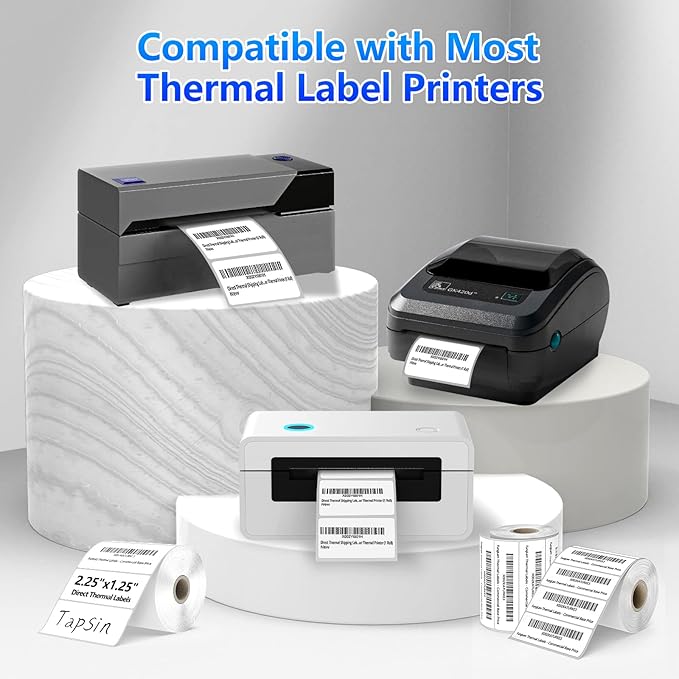 2.25" X 1.25" Direct Thermal Labels with Perforated, Self-Adhesive Stickers Labels for Barcode Postage Address Shipping Compatible with Zebra, Rollo and more Label Printers, 1000 labels/Roll, 12 Rolls