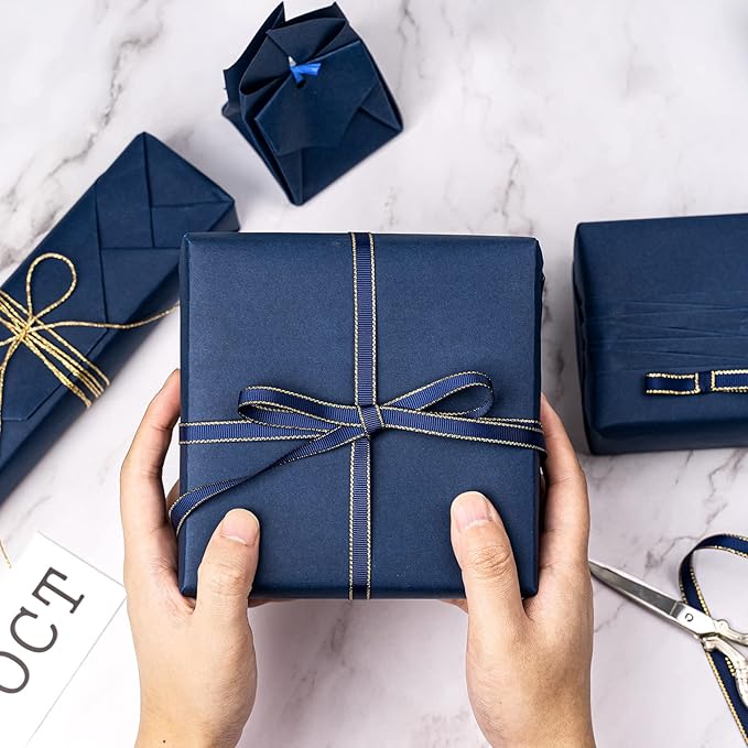 RUSPEPA Navy Blue Kraft Paper Roll - 18 inches x 100 feet - Recyclable Paper Perfect for for Crafts, Art, Wrapping, Packing, Postal, Shipping, Dunnage & Parcel