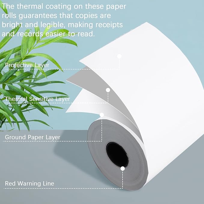 (10 Rolls) 2 1/4 x 50 Thermal Receipt Paper Rolls, POS Cash Register Paper Rolls, BPA Free 2.25x50ft Long Per Thermal Paper Receipt