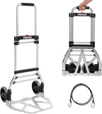Vergo 275 Ibs Capacity Folding Hand Truck Dolly – Lightweight Aluminum Frame Dolly Cart with 42" Telescoping Handle, Compact Hand Cart with 7” Rubber Wheels - Ideal for Multi-Purpose Use (S300BT)