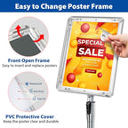 6Packs Floor Standing Sign Holder Stands for Display 8.5x11Inch Pedestal Poster Sign Stand, Adjustable Sign Holder Stand for Vertical & Horizontal View Sign Display Stand, Silver