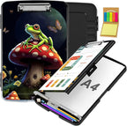 Clipboard with Storage,Office Supplies Nursing Clipboards Folder with Pen Holder Plastic Storage ClipBoard Foldable for Teacher Nurse,Cute Mushroom Frog
