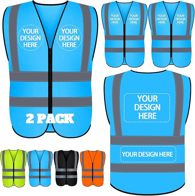 BeautyWill Custom Safety Vest Customized Logo Class 2 High Visibility Reflective Vest with Pockets Construction workwear