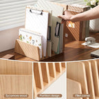 KIRIGEN Desktop File Document Holder Stand 7 Slots Mail Paper Organizer Desk Sorter Holder for File Document Organizer Stand for Home Office Natural (7KWJJ-NA)