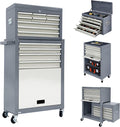 13-Drawer Rolling Tool Chest, 2 in 1 Side-Opening Tool Chest,Tool Box with Drawers and Wheels, Large Tool Cabinet with Lock, Metal Standing Toolbox for Garage Workshop-Side Gray