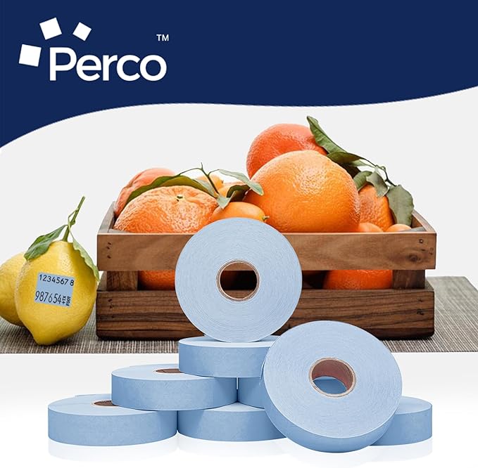 Perco Blue Pricing Labels for Monarch 1136 Price Gun - Case of 8 Sleeves, 64 Rolls Value Pack - 112,000 Price Marking Labels - with Ink Rolls Included