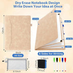6 Sides Whiteboard Notebook Portable Whiteboard Dry Erase Notebook Portable Dry Erase Board Double Sided Folding Whiteboards White Board for Office Study Meeting(Khaki,A4: 9"×12”)