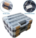 Double Side Tool Box Organizer, Hardware Storage Box, Portable Small Parts Organizer with Removable Plastic Dividers for Screws, Nuts, Nails, Bolts, Grey