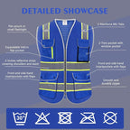 High Visibility Safety Vest - Reflective Breathable Mesh with 9 Pockets, Front Zipper for Men & Women - Meets ANSI/ISEA Standards