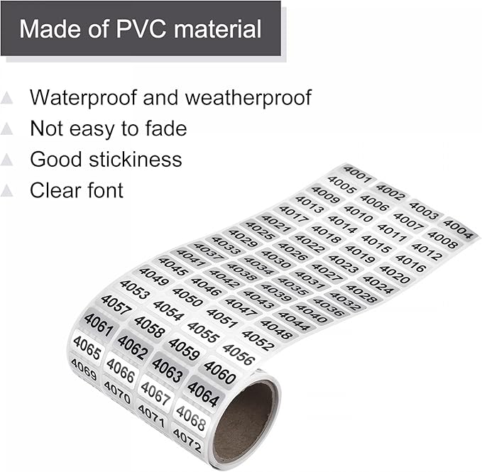 MECCANIXITY 4001 to 5000 Consecutive Number Stickers Inventory Label Black Numbers for Office Warehouse Numbering Classification