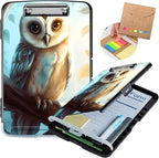 Clipboard with Storage,Storage Clipboard with Pen Holder,Heavy Duty Plastic Storage Clipboard with Low Profile Clip, Clipboard Folder, Teacher Must Haves, Office Supplies,owl on Branch