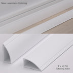 ZhiYo 68in Floor Cord Cover for Corner, Large Cord Hider for 3-5 Cords, Self-adhesives PVC Wire Hider for Baseboard/Floor/Wall Cable Management, White Cable Raceway, 0.8in x 1.8in, 4 x L17in