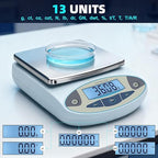 Lab Scale 3000g x 0.01g,13 Unit 0.01g Accuracy High Precision Digital Analytical Balance, Electronic Laboratory Precision Gram Scale Digital Kitchen/Jewelry/Scientific Scale