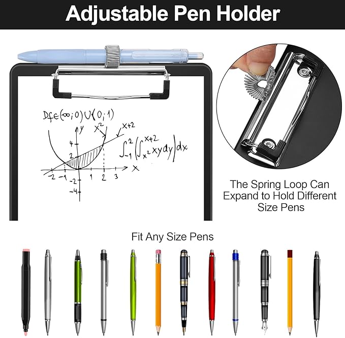 Small Clipboard with Storage, A5 Clipboards with Pen Holder, Half Letter Clip Boards 6x9 Mini Plastic Clipboard with Low Profile Clip for Classroom, School, Office Supplies (Black)