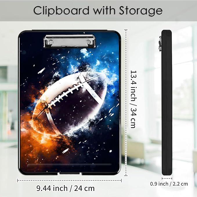 Clipboard with Storage,Office Supplies Nursing Clipboards Folder with Pen Holder Plastic Foldable Clip Board with Storage for Nurse Teacher,Rugby Fire