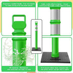Kanayu 49 Inch Traffic Delineator Posts with 8.8 Lbs Rubber Base PE Delineator Post Portable Parking Pole Traffic Cone Barrier with Removable Base, Reflective Band(4 Packs,Green)