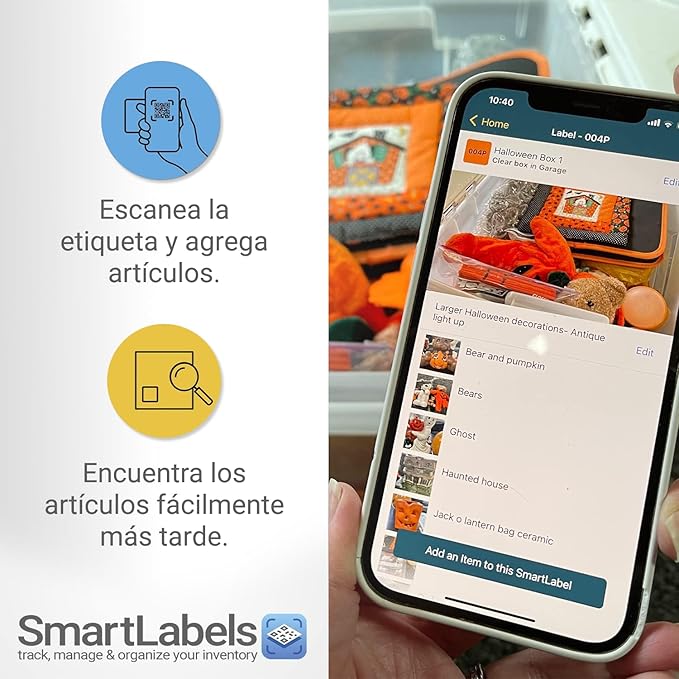 SmartLabels – Etiquetas QR en Español | Paquete de 48 | Etiquetas QR Multicolor | Calcomanías con App para Inventario Fácil, Organización de Bodegas o Etiquetas de Mudanza