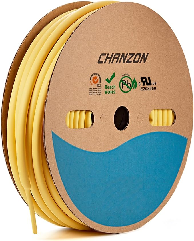 Chanzon 3:1 Ratio - 80ft Roll - Heat Shrink Tubing 3/8" (9.5mm) - Marine Grade Waterproof Adhesive Lined - (25M Total Length) Yellow Polyolefin Sleeving Wrap Shrinking 3 to 1 Ratio 1pcs
