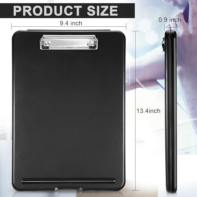 Mimorou 20 Pcs Clipboard with Storage Plastic Nursing Clipboard 9.5 x 13.5 Inch with Low Profile Clip Foldable Clip Board with Storage for Home Office Back to School Supplies