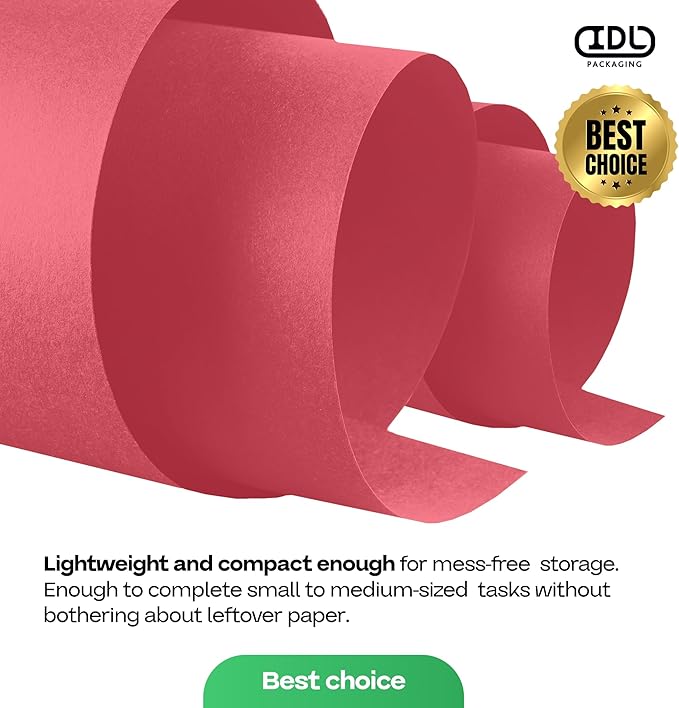 Christmas Red Kraft Paper Roll 18" x 1200" (100 feet) with Cutter - USA-Made Gift Wrapping Paper for Packing, Moving, Shipping & Crafts/Arts - 100% Recyclable Natural Craft Material by IDL Packaging