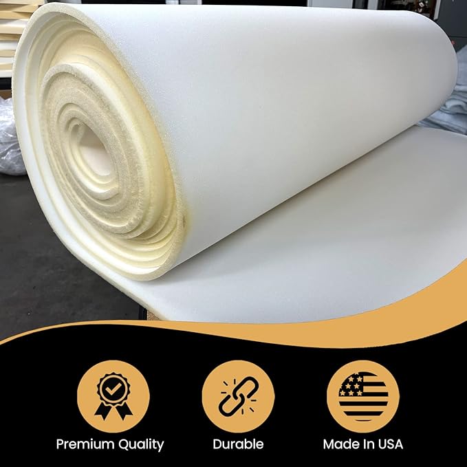 AK Trading CO. 1” Thick Open Cell Upholstery Foam Padding – 56” Wide – by The Yard – Soft, Upholstery, Crafts & DIY Projects Foam