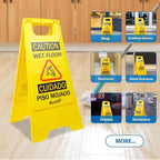Caution Wet Floor Sign, （L:17.12in W:8.38in H:0.94in）2-Sided Foldable Safety Sign for Commercial Use, A Frame Caution Sign Bilingual Warning Signs, Yellow (yellow 2pack)