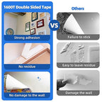 Double Sided Tape 1"×16.5Ft, Mounting Tape Heavy Duty No Residue, Removable PE Foam Tape Strips, Extra Strong Adhesive Tape Waterproof for Walls Home Office Decor Crafts Paint Picture Poster