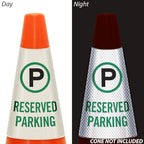 SmartSign “Reserved Parking” Bright Reflective Cone Message Sleeve, Pack of 1 [Cone Not Included]