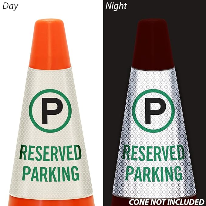 SmartSign “Reserved Parking” Bright Reflective Cone Message Sleeve, Pack of 1 [Cone Not Included]